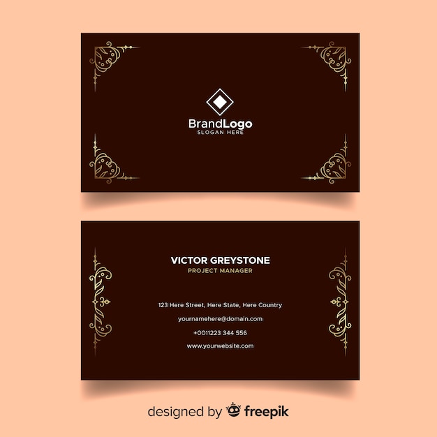 Template ornamental golden business card