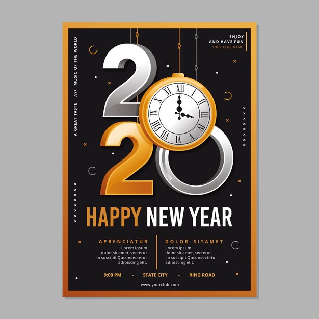 Template realistic new year flyer