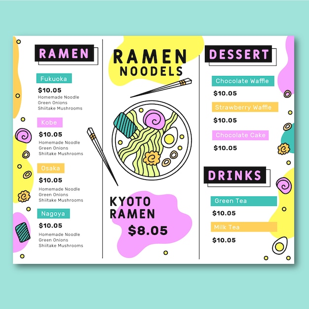 Template restaurant colorful menu