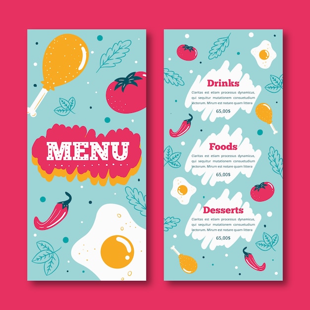 Template restaurant colorful menu