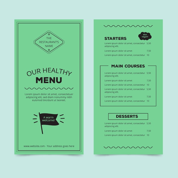 Free Vector template for restaurant menu design