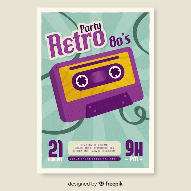 Free Vector template retro music poster