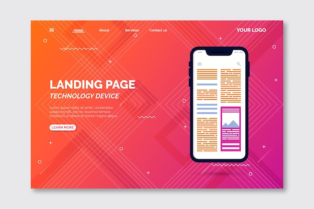 Template smartphone landing page