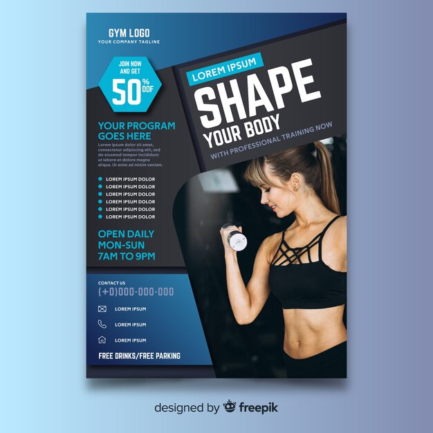 Template sport flyer with photo