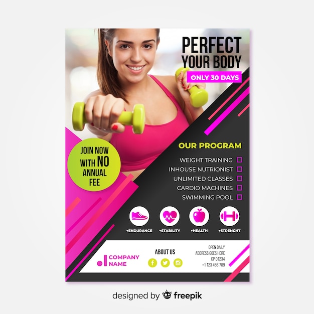 Template sport flyer with photo