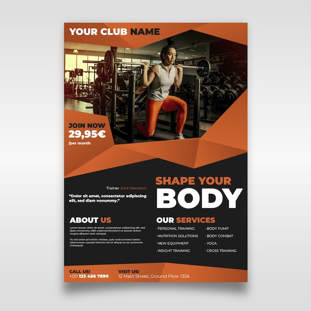 Free Vector template sport flyer with photo