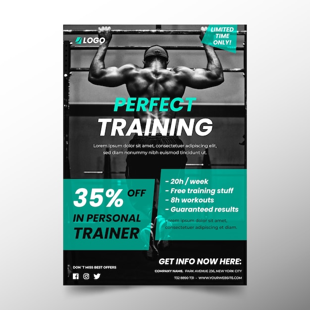 Free Vector template sport flyer with photo