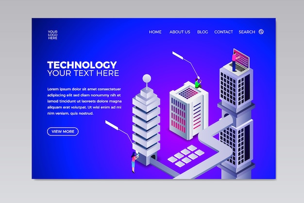 Free Vector template technology concept landing page