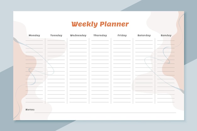 Template todo list weekly plannet design