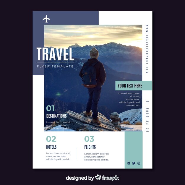 Template travel flyer with photo