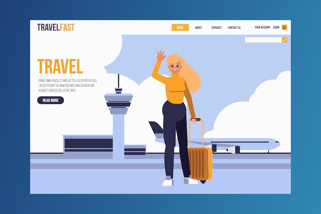 Free Vector template travel landing page