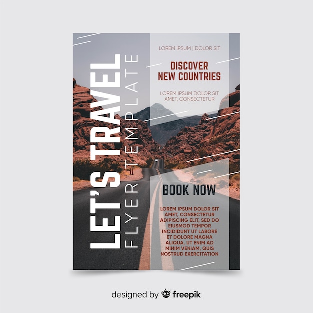 Free Vector template travel poster with image