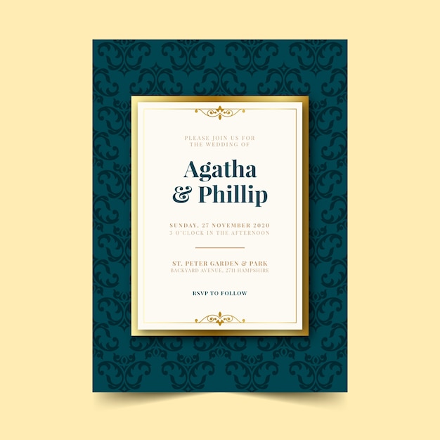 Template wedding invitation elegant