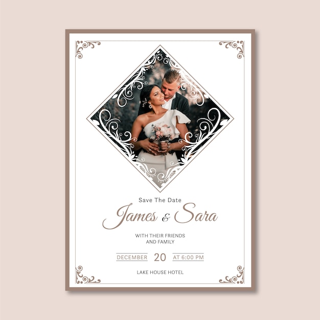 Template wedding invitation with photo