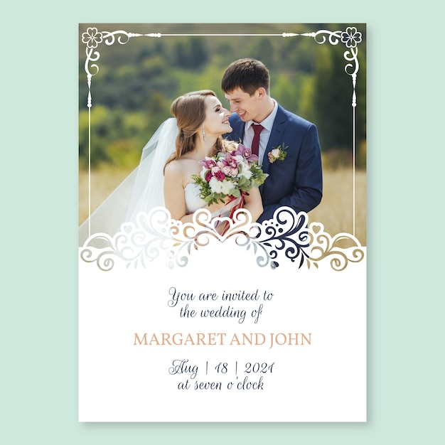 Template wedding invitation with photo