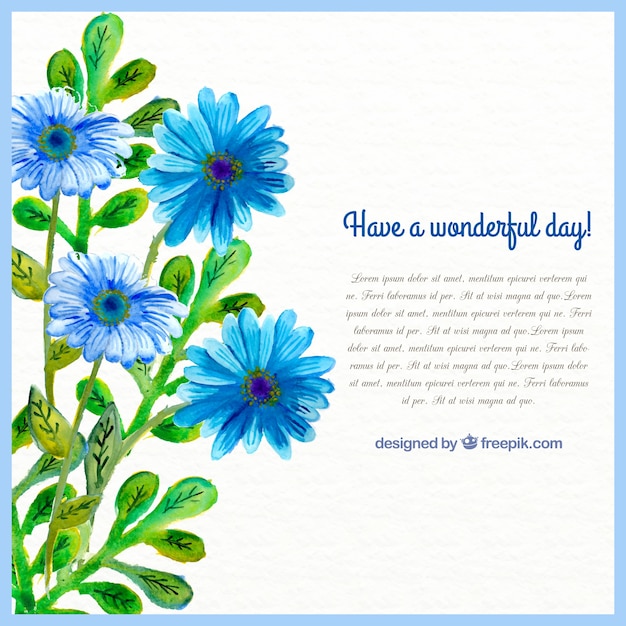 Free Vector template with blue flowers