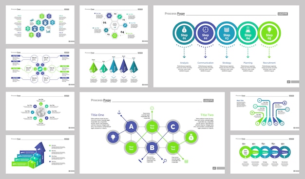 Free Vector ten logistics slide templates set