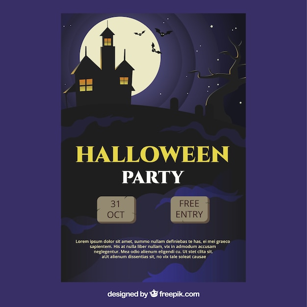 Free vector tenebrous halloween party brochure