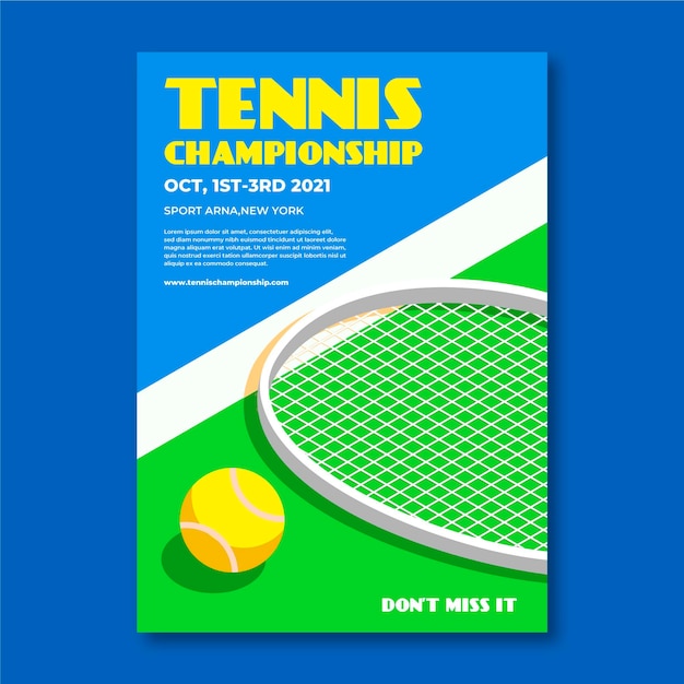 Free Vector tennis championship sporting event poster template