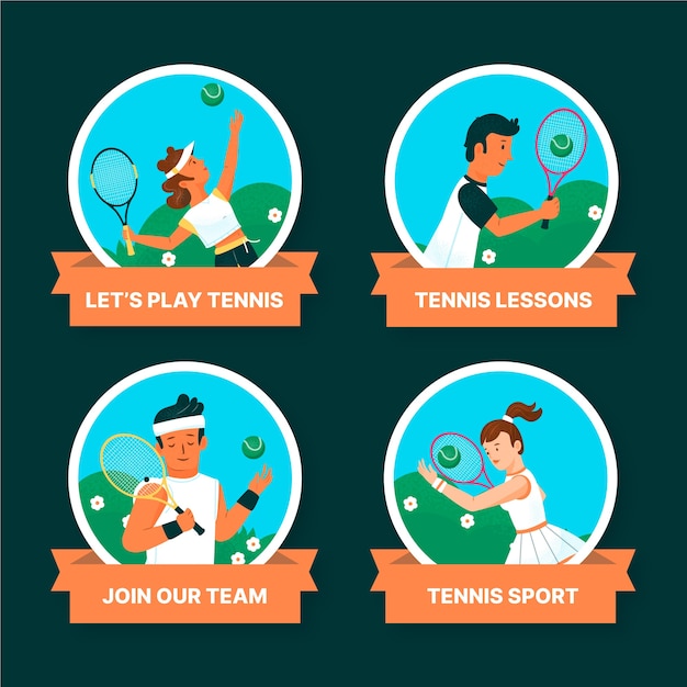 Free Vector tennis game badges collection