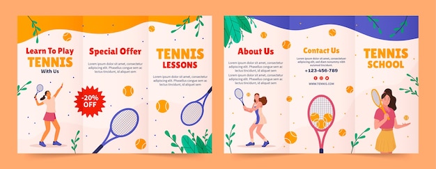 Free Vector tennis game horizontal brochure template