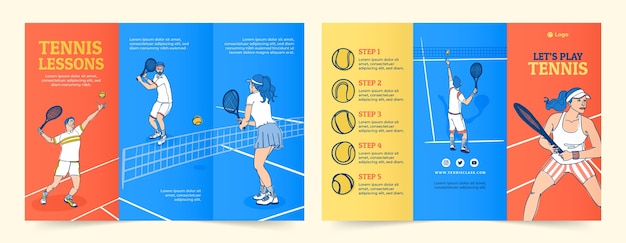 Free Vector tennis game horizontal brochure template