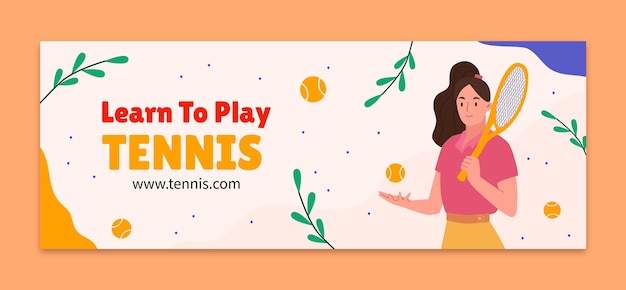 Tennis game horizontal social media cover template