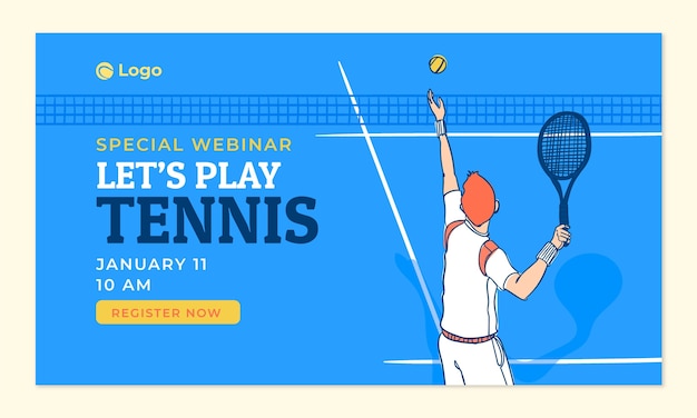 Free Vector tennis game horizontal webinar template