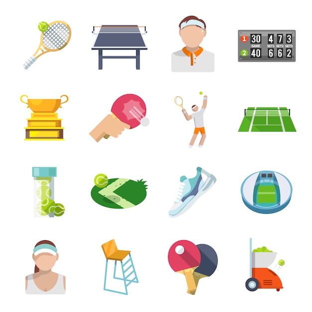 Tennis Icons Flat Set