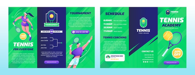 Free Vector tennis sport and activity business brochure template