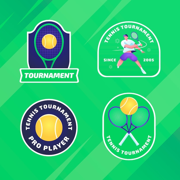 Free Vector tennis sport and activity labels collection