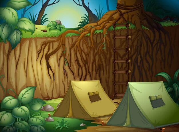 Tents for camping in forest