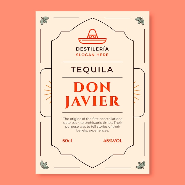 Tequila label template design