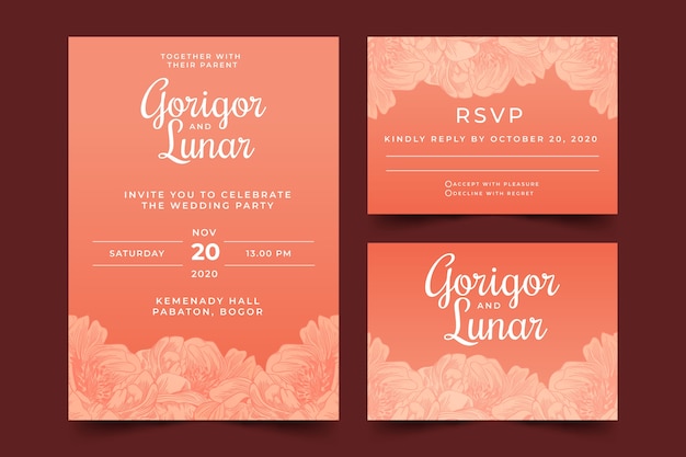 Terracotta wedding stationery template set