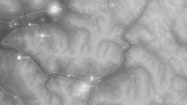 Free Vector terrain big data visualization futuristic map infographic complex topographical data graphic visualization abstract data on elevation graph monochrome geographical data image