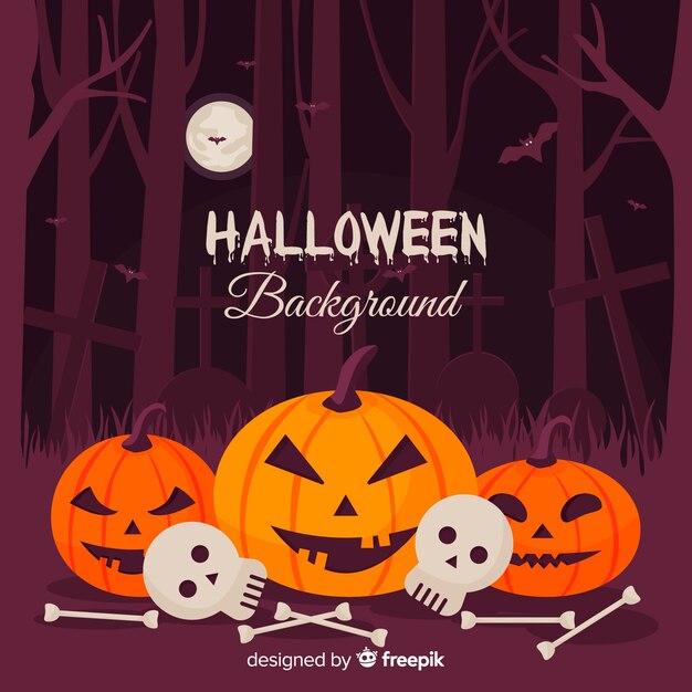 Terrific halloween background with flat design