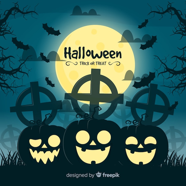 Free Vector terrific halloween background with flat design