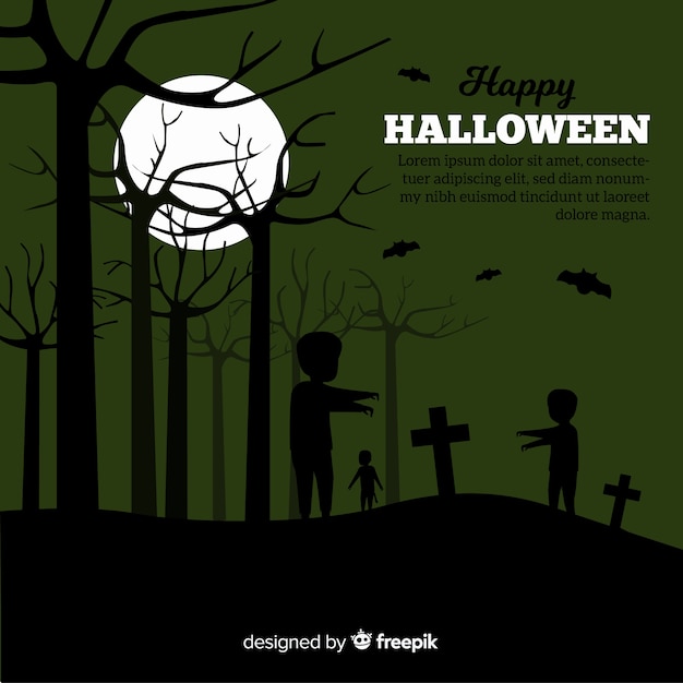 Free Vector terrific halloween background with flat design