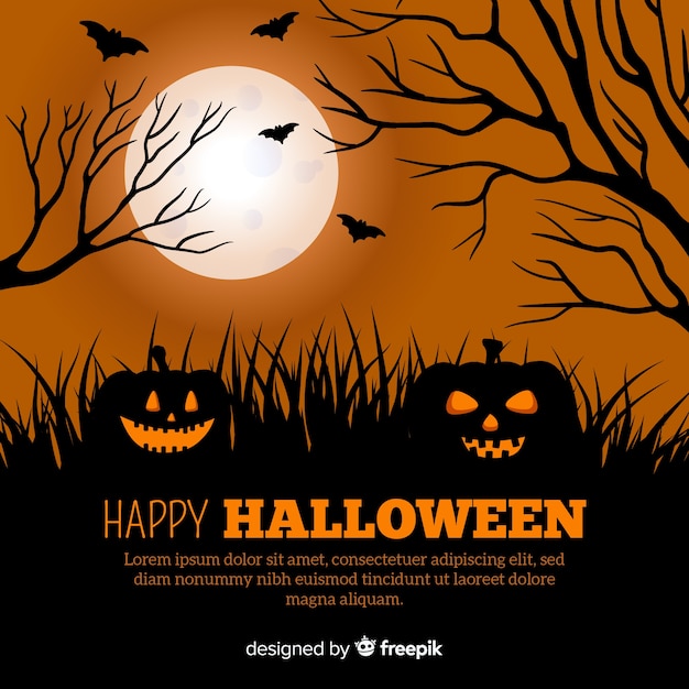 Free Vector terrific halloween background with flat design