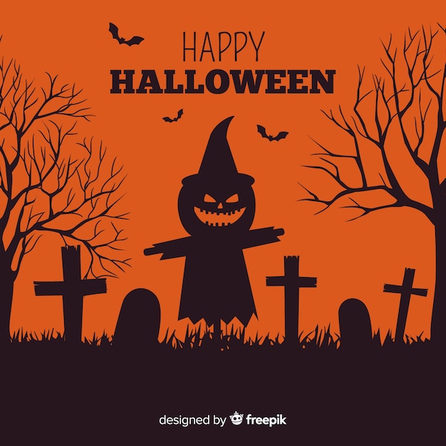 Terrific halloween background with flat design