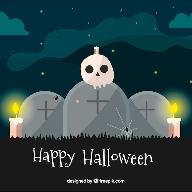 Free vector terrific halloween background with flat design