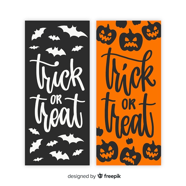 Free vector terrific halloween banners with flat design