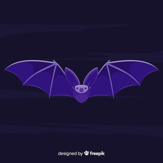 Free vector terrific halloween bat with flat design