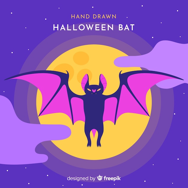 Free Vector terrific halloween bat with flat design