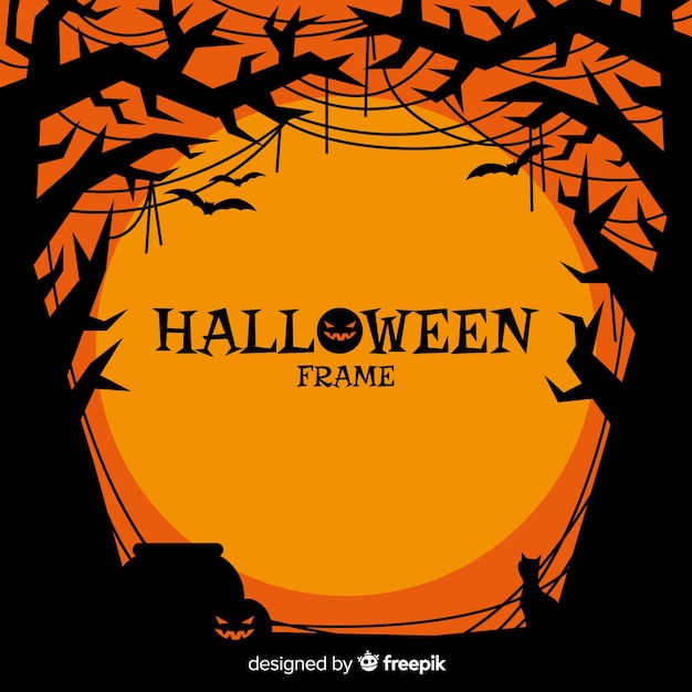 Free Vector terrific halloween frame with flat design