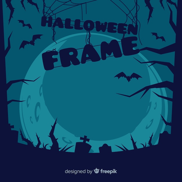 Terrific halloween frame with flat design