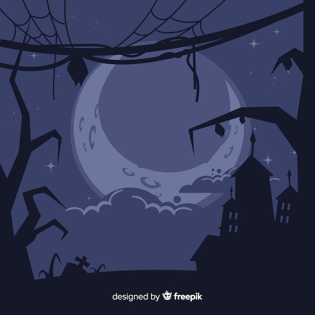 Free Vector terrific halloween frame with flat design