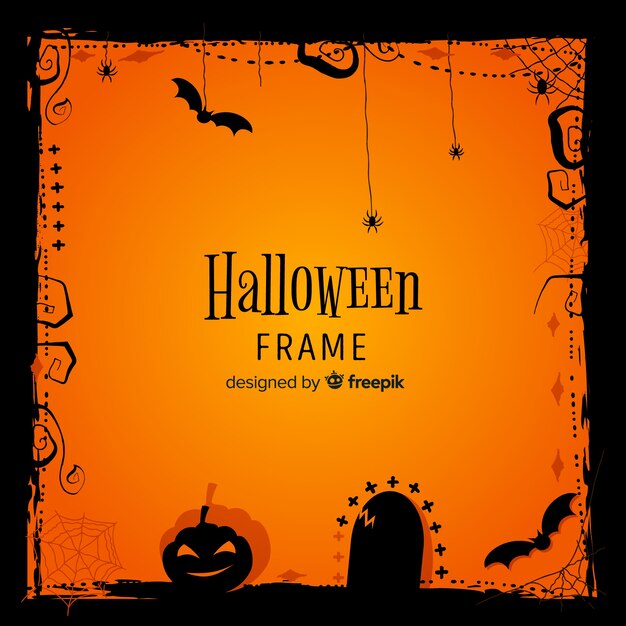 Terrific halloween frame with flat design