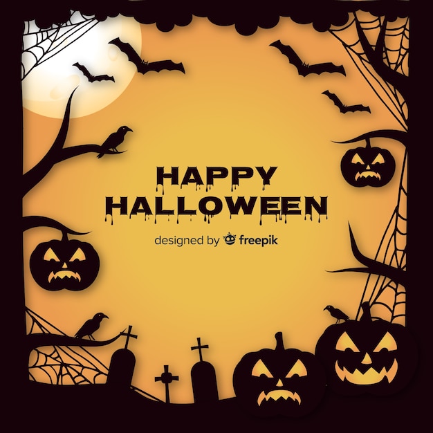 Free Vector terrific halloween frame with flat design