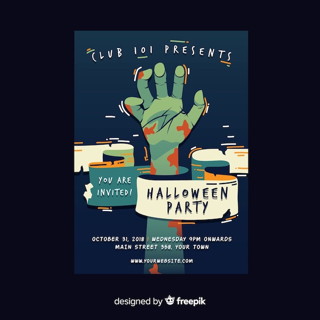 Terrific halloween party poster with flat design